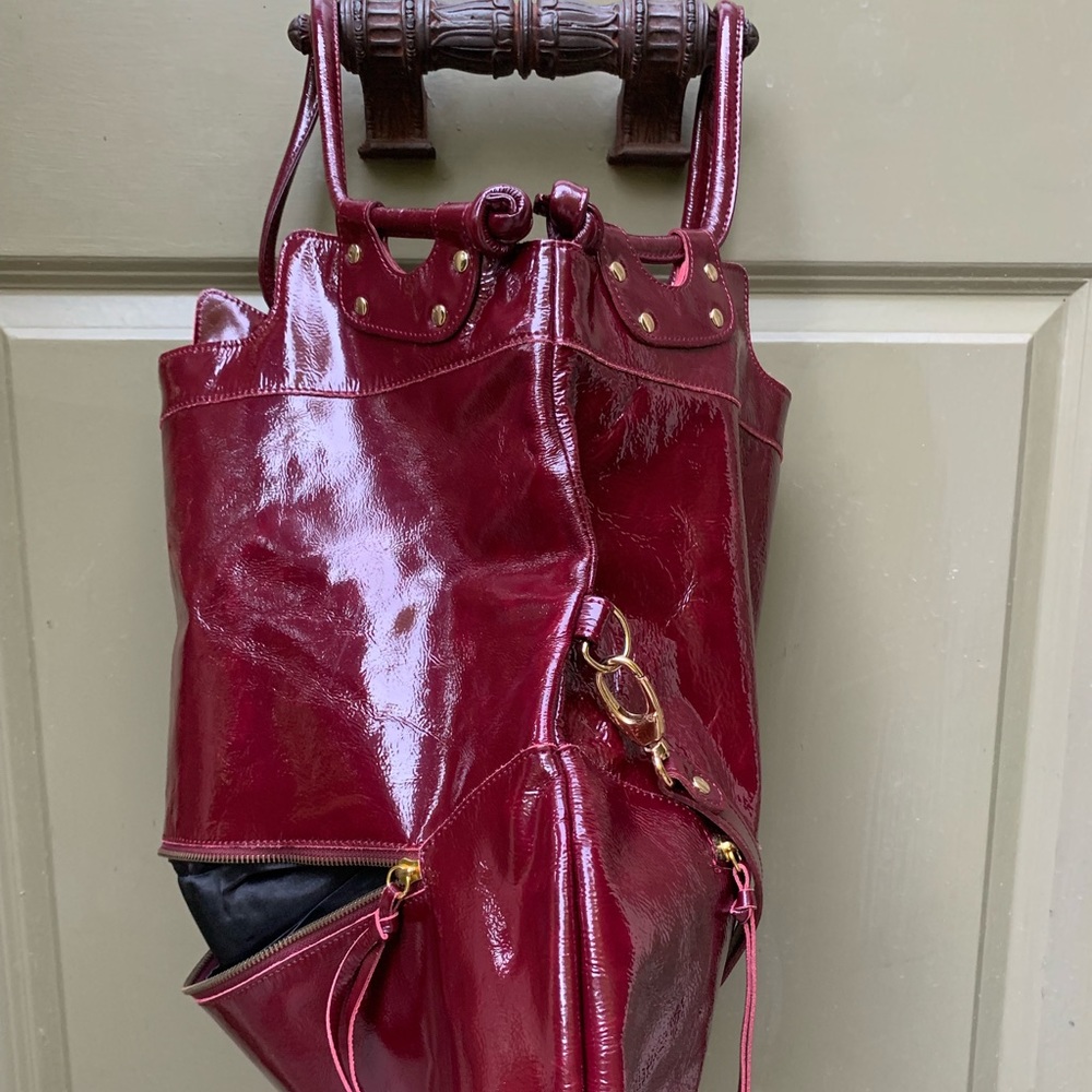 Pietro Alessandro NY burgundy patent leather bag - Picture 4 of 10